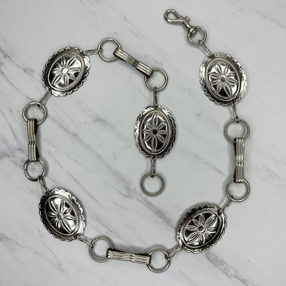 Western Concho Silver Tone Chain Link Belt Extra Small/Small (XS/S) ✨